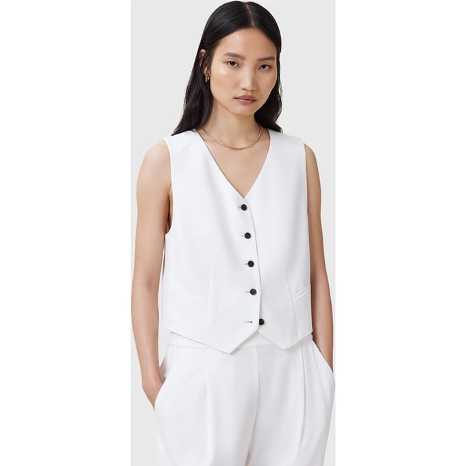 AllSaints Aleida Tri Waistcoat White Größe: 2 | Gilets Outlet | Damen | Weiß