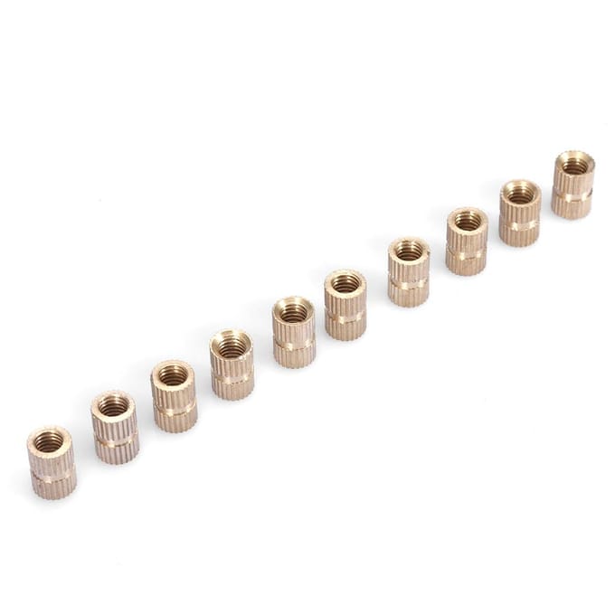 10pcs M6 Brass Cylinder Knurled Round Molded in Insert Embedded Nuts (M6*12L*8.3MM)