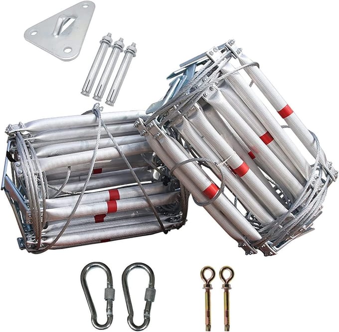 Reddingsladder - Noodladder - Veilig Ontsnappen - Robuuste Constructie - 3 Meter - Zilver