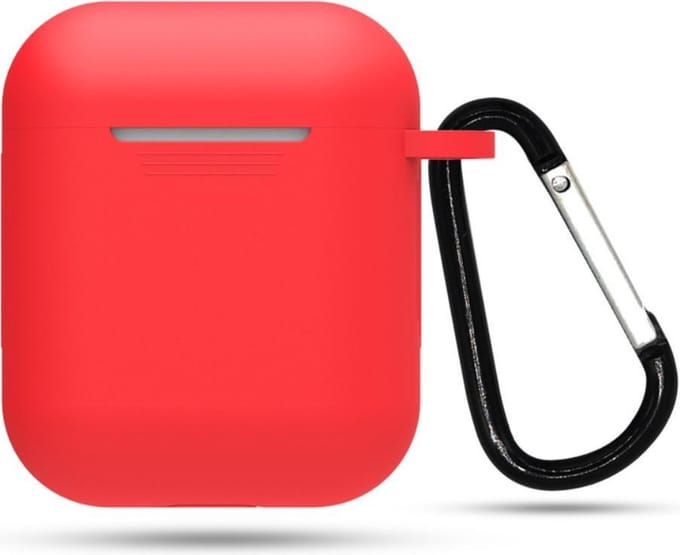 Siliconen case | geschikt voor airpods | karabijnhaak | rood