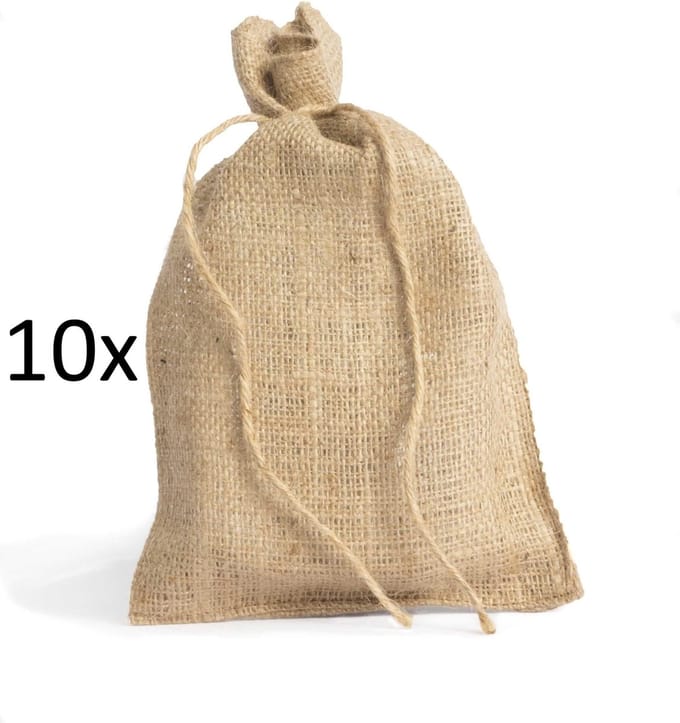 10x Jute Kadozakje met sluitkoord - 20 x 30 cm