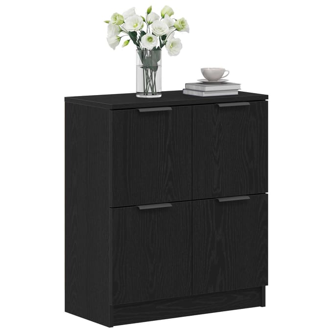 vidaXL - Dressoir - Zwart - Eiken - 60 - x - 30 - x - 70 - cm - Bewerkt - hout