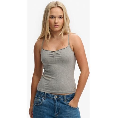 Superdry Athletic Essentials Cami Top Met Plooien Grey Grootte: 42