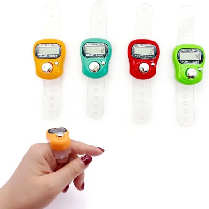 Handheld teller - Teller - Personenteller - Digitale handheld teller - 4x LCD-scherm digitale vingerteller - Plastic mini handmatige teller