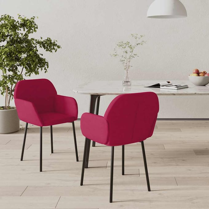 vidaXL - Eetkamerstoelen - 2 - st - fluweel - wijnrood