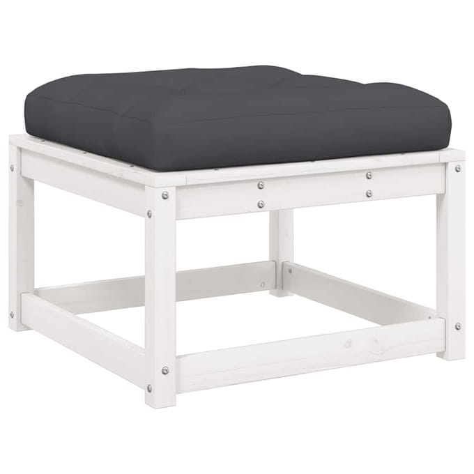 vidaXL - 5-delige - Loungeset - met - kussens - massief - grenenhout - wit