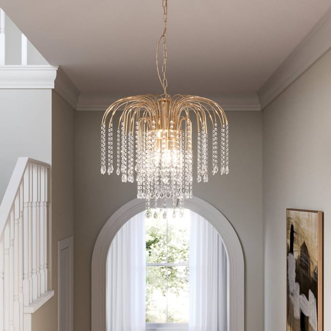 ONLI Hanglamp Pioggia met kristallen regen Ø50cm goud