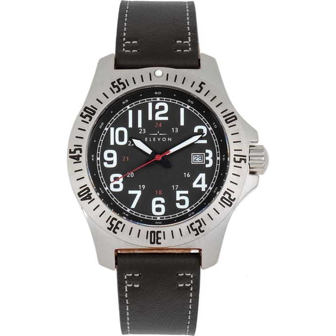 Elevon Aviator horloge met leren band en datum