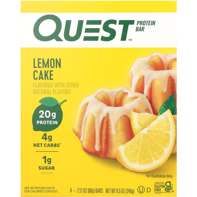 Quest Nutrition, Eiwitreep, Citroencake, 4 repen, 60 g (2.12 oz) Elk