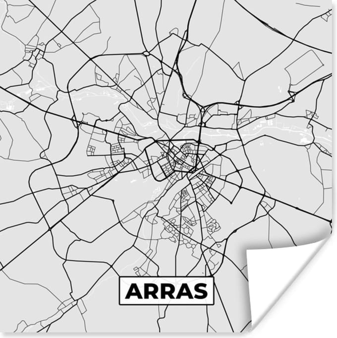 Poster Kaart - Stadskaart - Frankrijk - Arras - Plattegrond - 30x30 cm