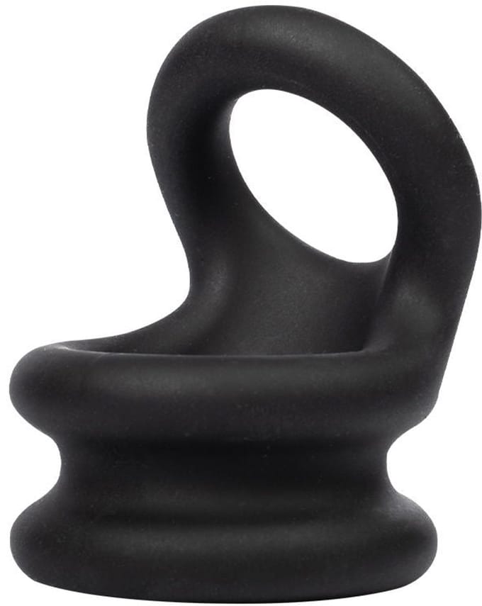 Rimba - Siliconen Cockring & Ballstretcher 2 in 1 - Zwart S