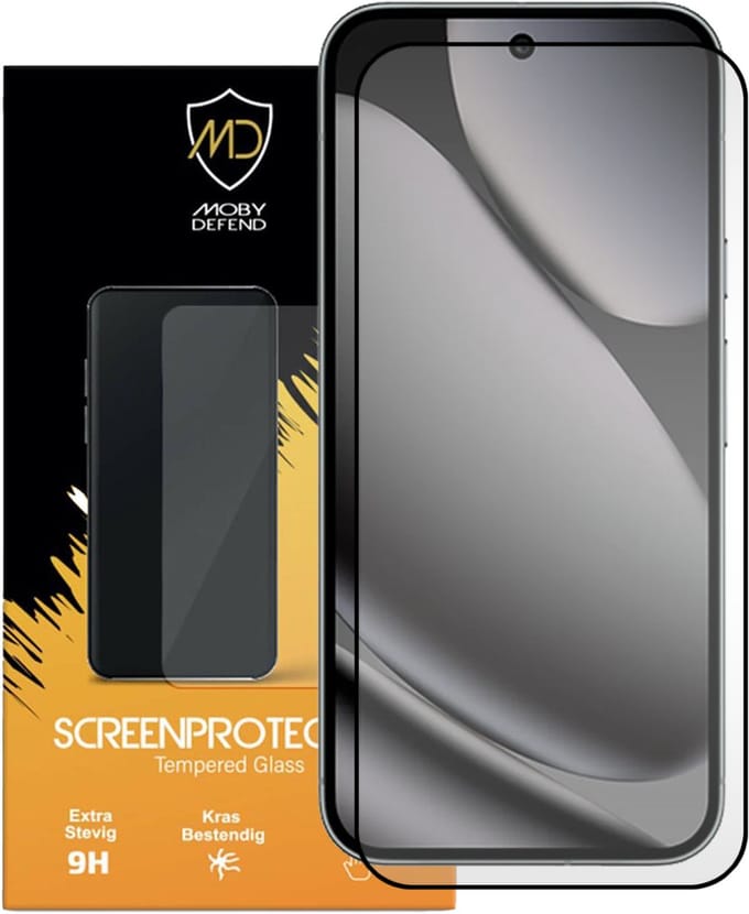 MobyDefend Screenprotector - Geschikt voor Google Pixel 10 Pro XL - Screensaver Met Zwarte Randen - Gehard Glas
