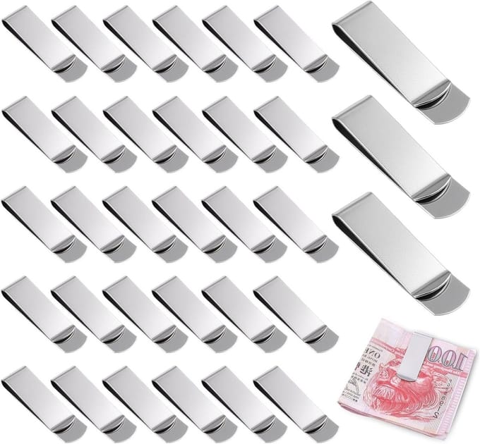 40 Stuks Geldclips van RVS, 5 x 1.5 cm, Ideaal voor Cash, Creditcards en Documenten