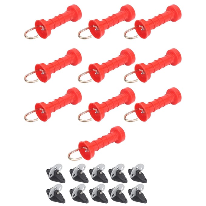 10 stuks Elektrische Hek Poort Handgrepen Rood ABS Hitte Kou Bestendig met 10 stuks Isolators red