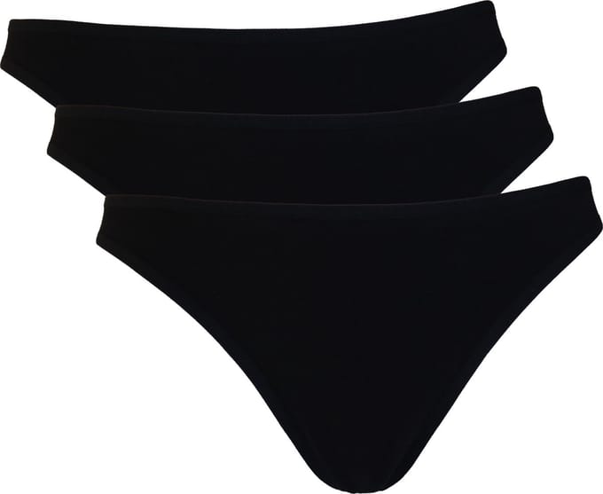 Vanilla - Dames string, Ondergoed dames, Lingerie - 3 stuks - Egyptisch katoen - Zwart - M