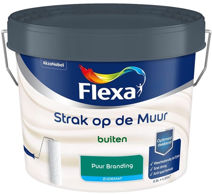 Flexa - Strak Op De Muur Buiten Zijdemat - Puur Branding - Mengverf - 2,5 L