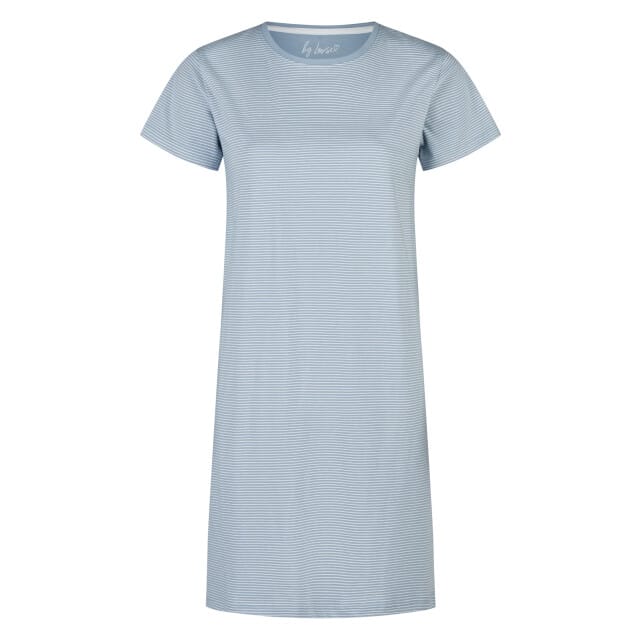 By Louise Dames Lang Nachthemd Korte Mouw Blauw Gestreept - Maat S