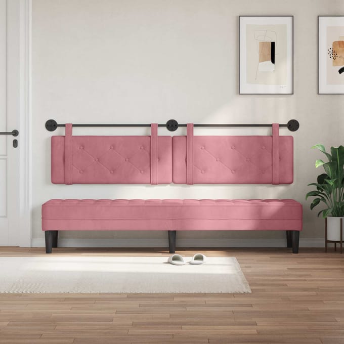 vidaXL - Hangend - hoofdbord - Roze - Fluweel