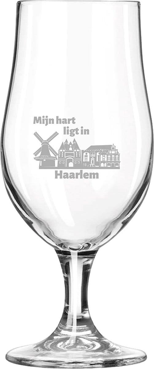 Gegraveerde bierglas op voet 49cl Haarlem