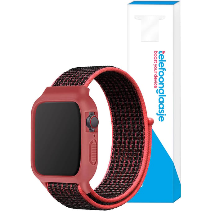Apple Watch Bandje met Hoesje - 42mm - Rood