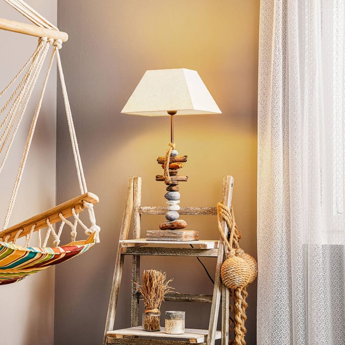 ONLI Tafellamp Seregon met steendecoratie, hoogte 63 cm