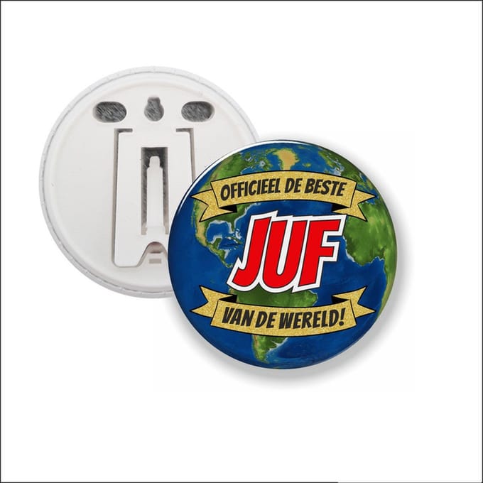 Button Met Clip 58 MM - Officieel De Beste Juf Van De Wereld