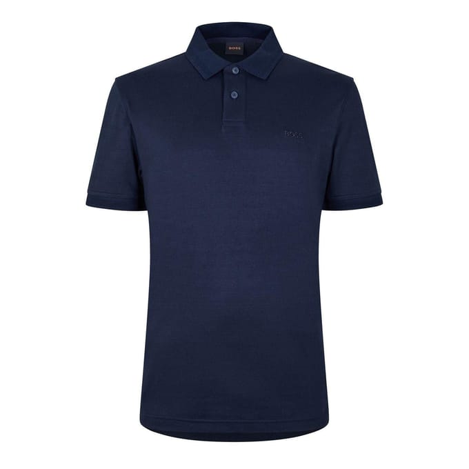 Boss Herenpolo met korte mouwen van interlock (Donkerblauw)
