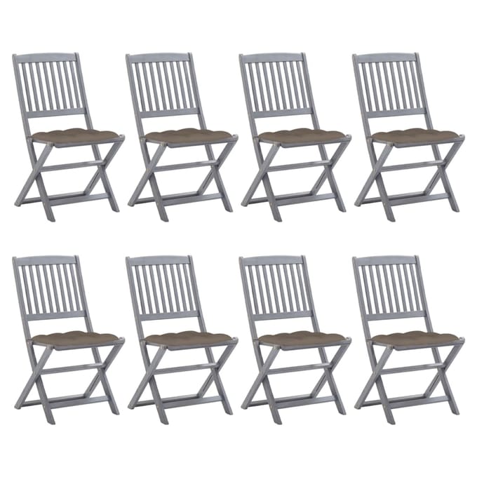vidaXL - Inklapbare - stoelen - 8 - st - met - kussens - massief - acaciahout