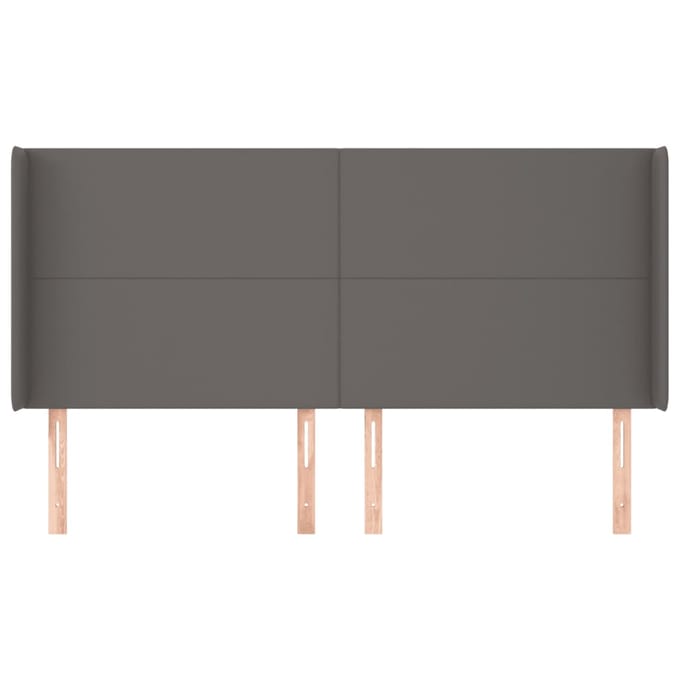 vidaXL - Hoofdbord - met - randen - 203x16x118/128 - cm - kunstleer - grijs