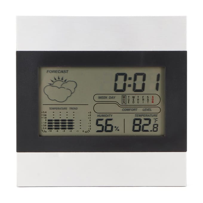 Digitale weerklok Temperatuur- en vochtigheidsweergave Aluminium behuizing Digitale wekker voor gray