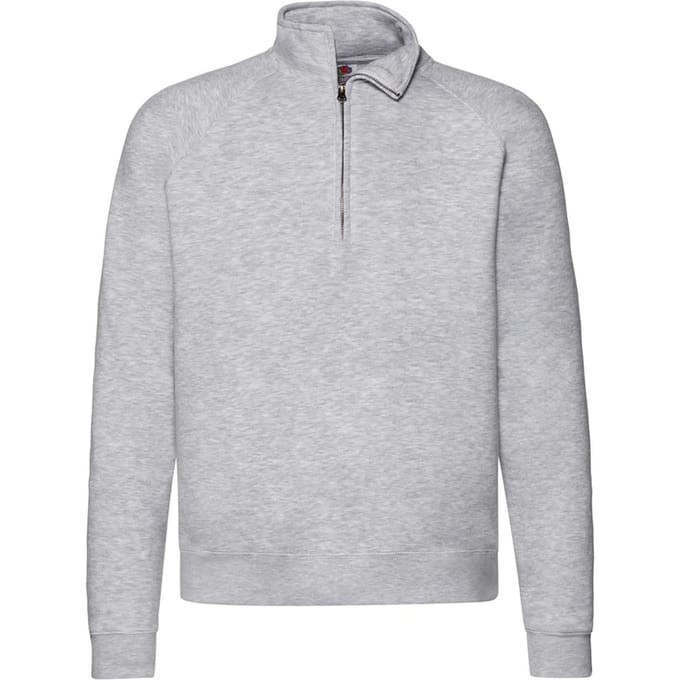 Fruit of the Loom Heren Premium Effen Quarter Zip Raglan Sweatshirt (Heide Grijs)