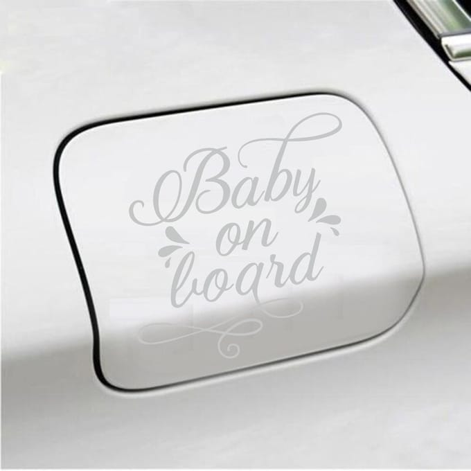 Bumpersticker - Baby On Board - 12,1 X 13,1 - Licht Grijs