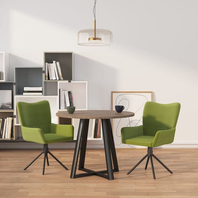 vidaXL - Eetkamerstoelen - draaibaar - 2 - st - fluweel - lichtgroen