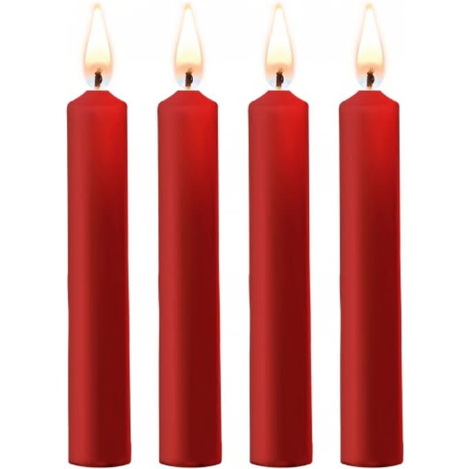 Ouch! Teasing Wax Candles - Waxkaarsen Paraffine - Lage Temperatuur - 4 Stuks - Rood