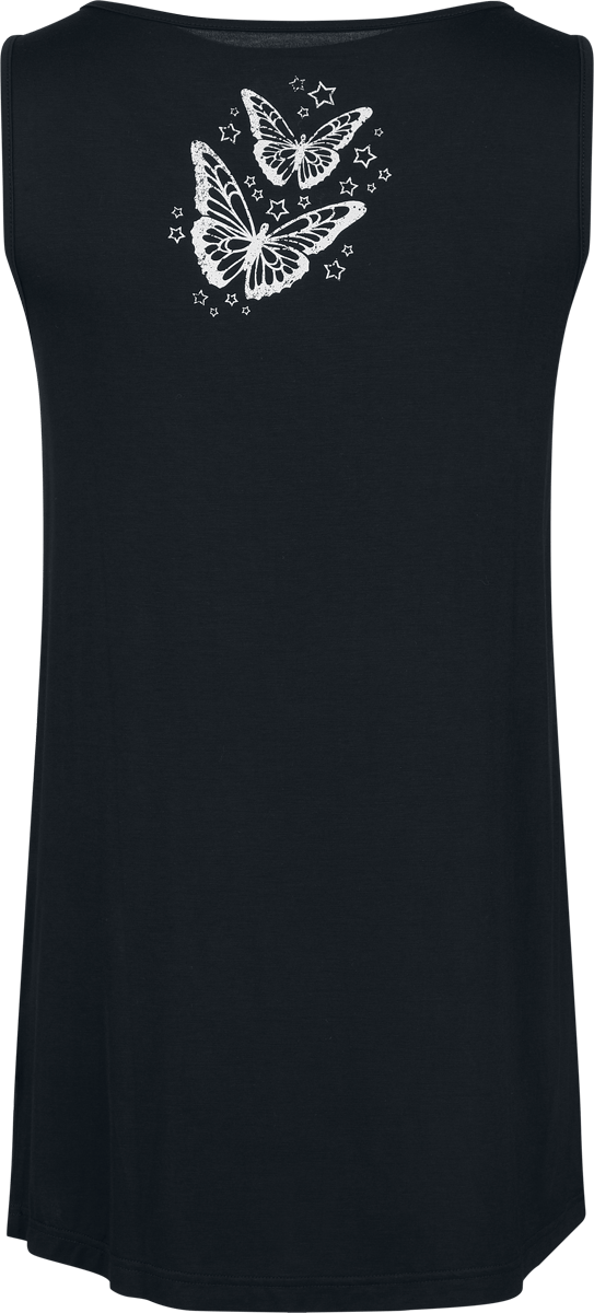 Full Volume zwarte top met vlinder- en rozenprint op de voorkant - Dames - S