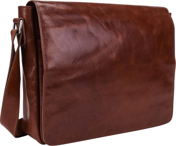 Leonhard Heyden Cambridge messenger L 13 inch - Cognac