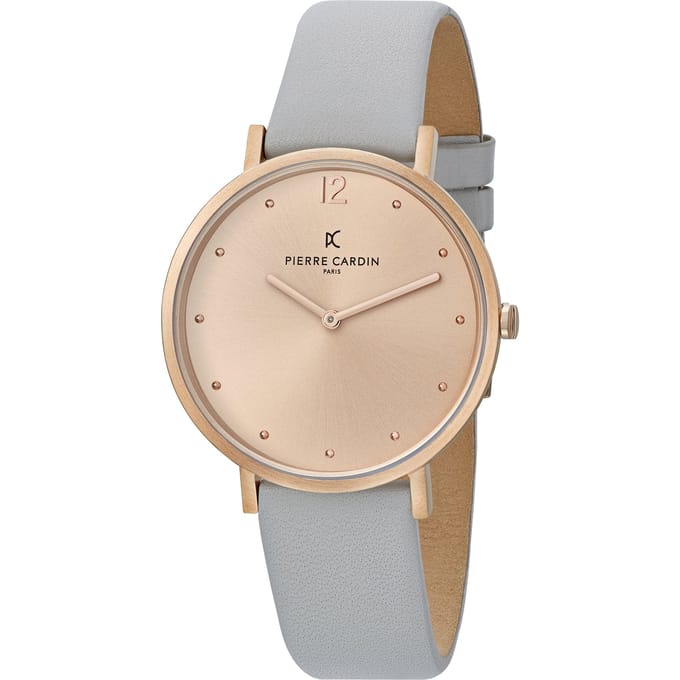 Pierre Cardin Belleville Simplicity CBV.1011 Horloge - Leer - Grijs - Ø 39 mm