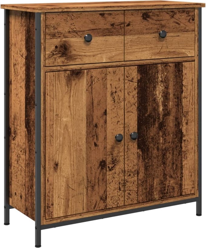 vidaXL - Dressoir - 70x30x80 - cm - bewerkt - hout - oud - houtkleurig