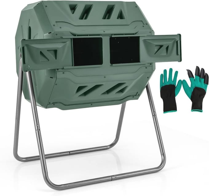 Trommelcompostbak 160 Liter met 2 Kamers en Ventilatiesystemen voor Efficiënt Composterene