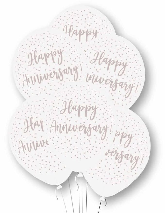 6 witte jubileumballonnen 27,5 cm