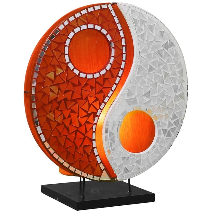 Woru Ying Yang glasmozaïek tafellamp oranje/wit