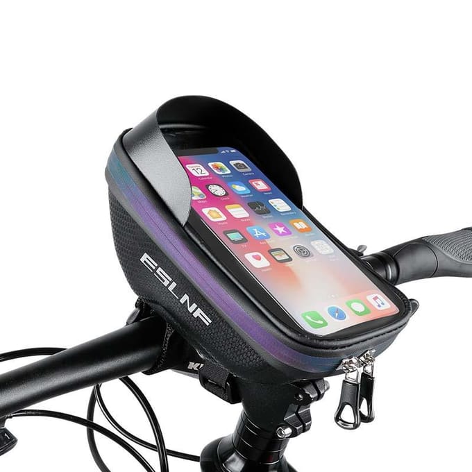 Sacoche de téléphone rigide ESLNF Sac de cyclisme Sac de guidon Imperméable Grande capacité Compatible écran tactile Accessoires de vélo gray