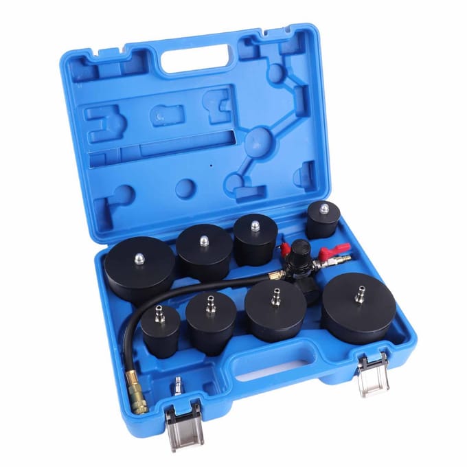 9 Stuks Turbo Systeem Lek Tester Turbocharger Lucht Druk Boost Lek Test Kit met Drukmeter Tester blue