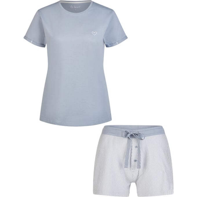 By Louise Essential Dames Korte Pyjama Set Shortama Lichtblauw - Maat M
