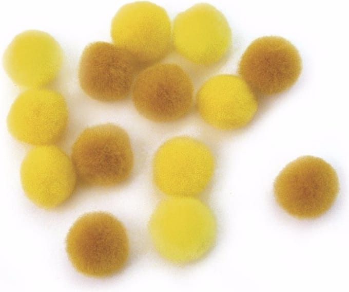 Rayher knutsel pompons - 60x - geel - 15 mm - Hobby en knutselen materialen