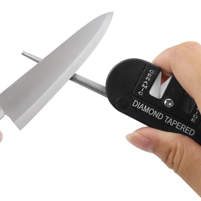 Mini affûteur de couteaux en céramique et acier au tungstène, outils multifonctionnels de camping en plein air S noir
