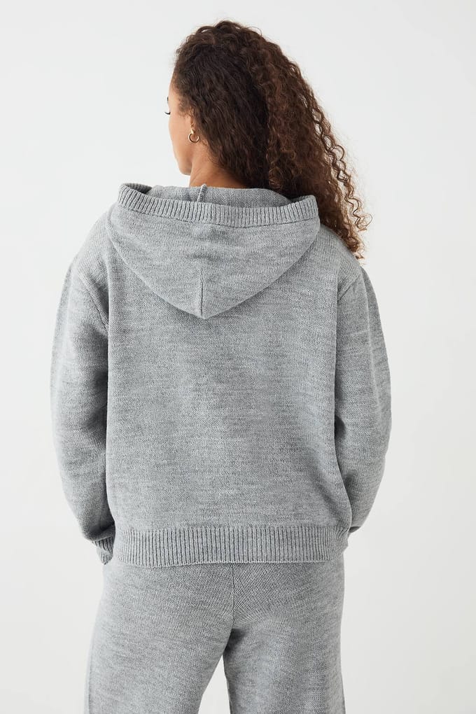 Dames DSGN Studio Gebreide Oversized Hoodie | Grey Marl | Maat: Medium