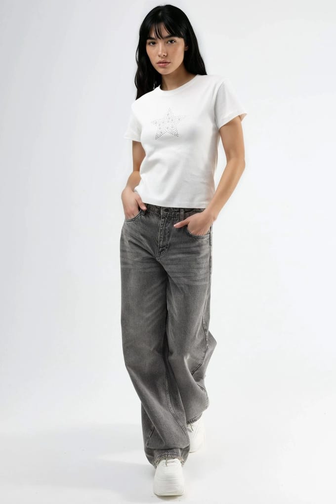 Steen Gemeleerde Crew Neck T-Shirt