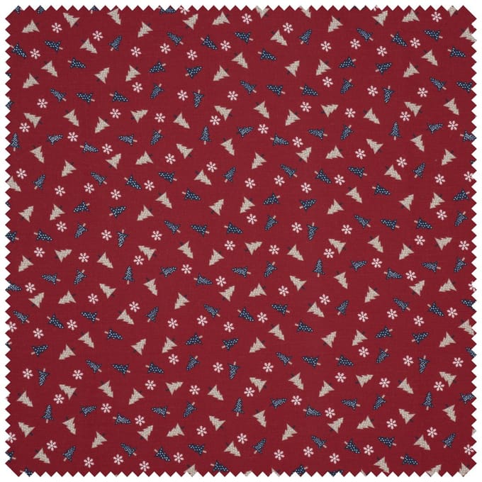 Katoenen stof "Dennenbomen" - Rood