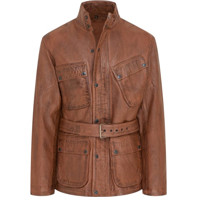 Heren beige lamsleren safari parka-jas - Edinburgh